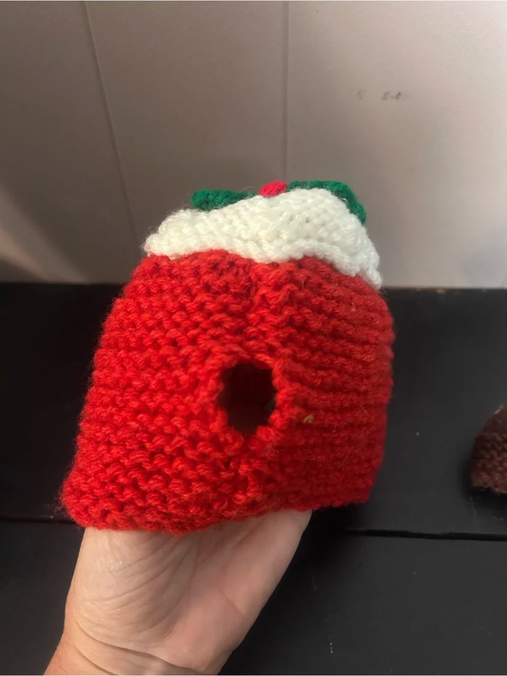 Lot of 2 Hand Knitted Christmas Tea Cozies / Novelty Covers